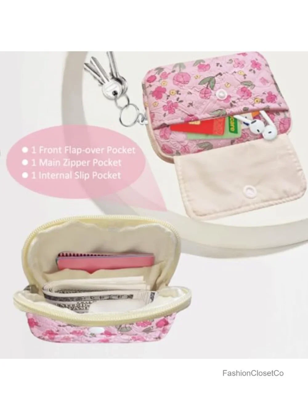 Cotton Quilted Small Coin Purse Digital Camera Pouch Zipper Wallet